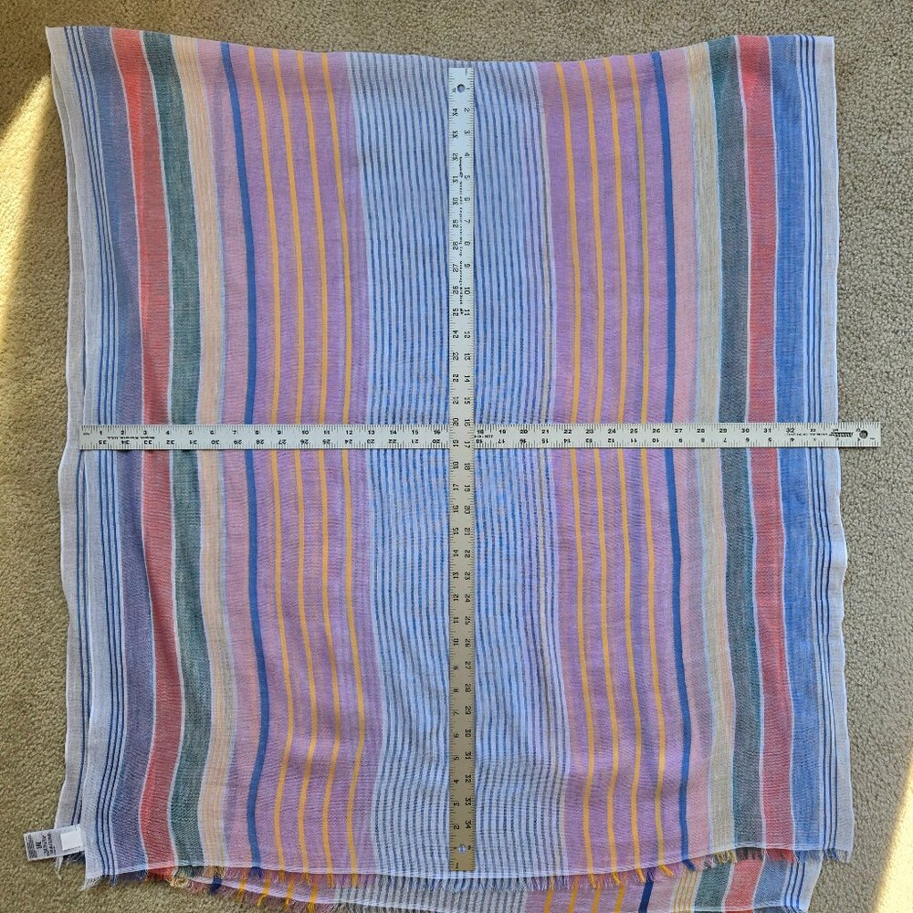 NWOT GAP Linen Cotton Large Striped Wrap Scarf Shawl - Picture 1 of 7